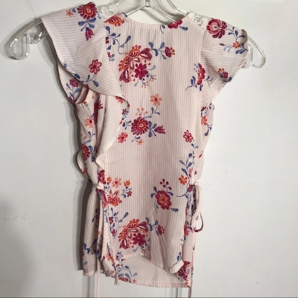 Monteau Girl Pink Flutter Sleeve Floral blouse 7